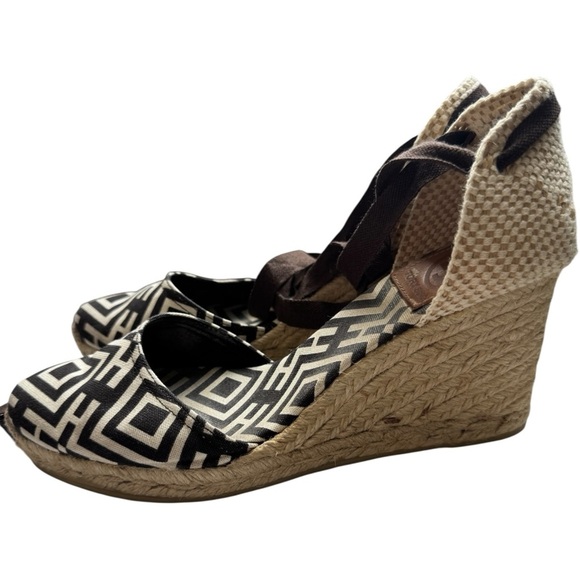 TORY BURCH Espadrille Wedges Coconut Clubhouse | Brown Tan Ankle Tie Sandal 10.5 - Picture 6 of 8